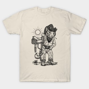 Cowboy-Cat with a  horse saddle T-Shirt